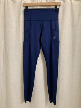Hurley Navy High-Rise Performance Leggings with Side Pockets Small 26”